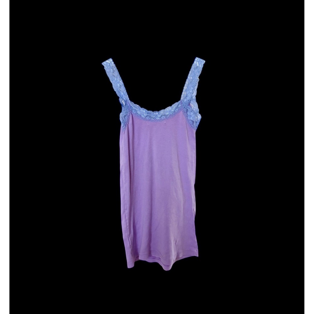 Vintage Y2K‎ Michael Stars Purple 90's Lace Trim Tank Top Sz Med One Size